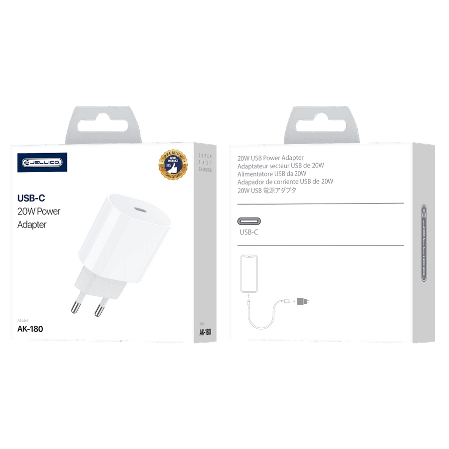 JELLICO Ładowarka sieciowa - AK180 PD 20W USB-C biała